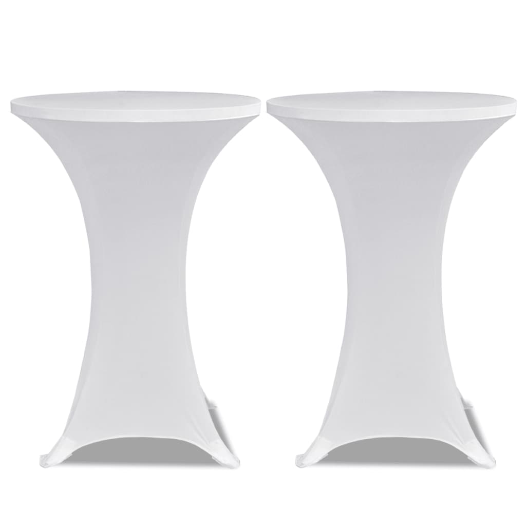 vidaXL Mantel cubierta elástica de mesa alta Ø 60 cm Blanco 2 unidades