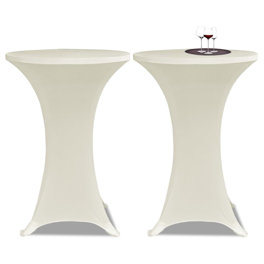 2 Manteles color crema ajustados para mesa de pie - 60 cm diámetro