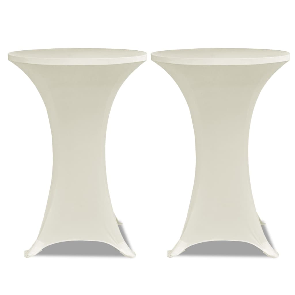 2 Manteles color crema ajustados para mesa de pie - 70 cm diámetro