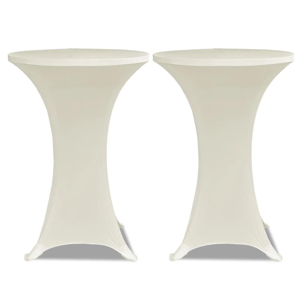 2 Manteles color crema ajustados para mesa de pie - 80 cm diámetro