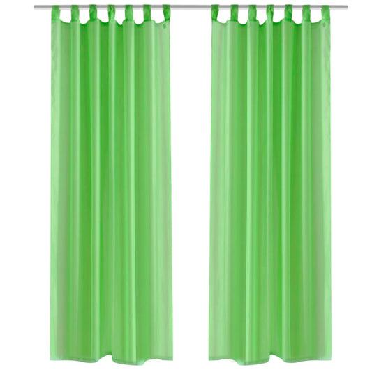 2 Cortinas verdes transparentes 140 x 175 cm