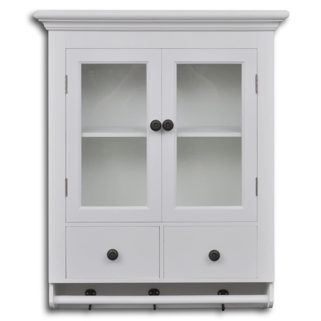 vidaXL Armario de cocina de pared de madera y puerta de vidrio blanco