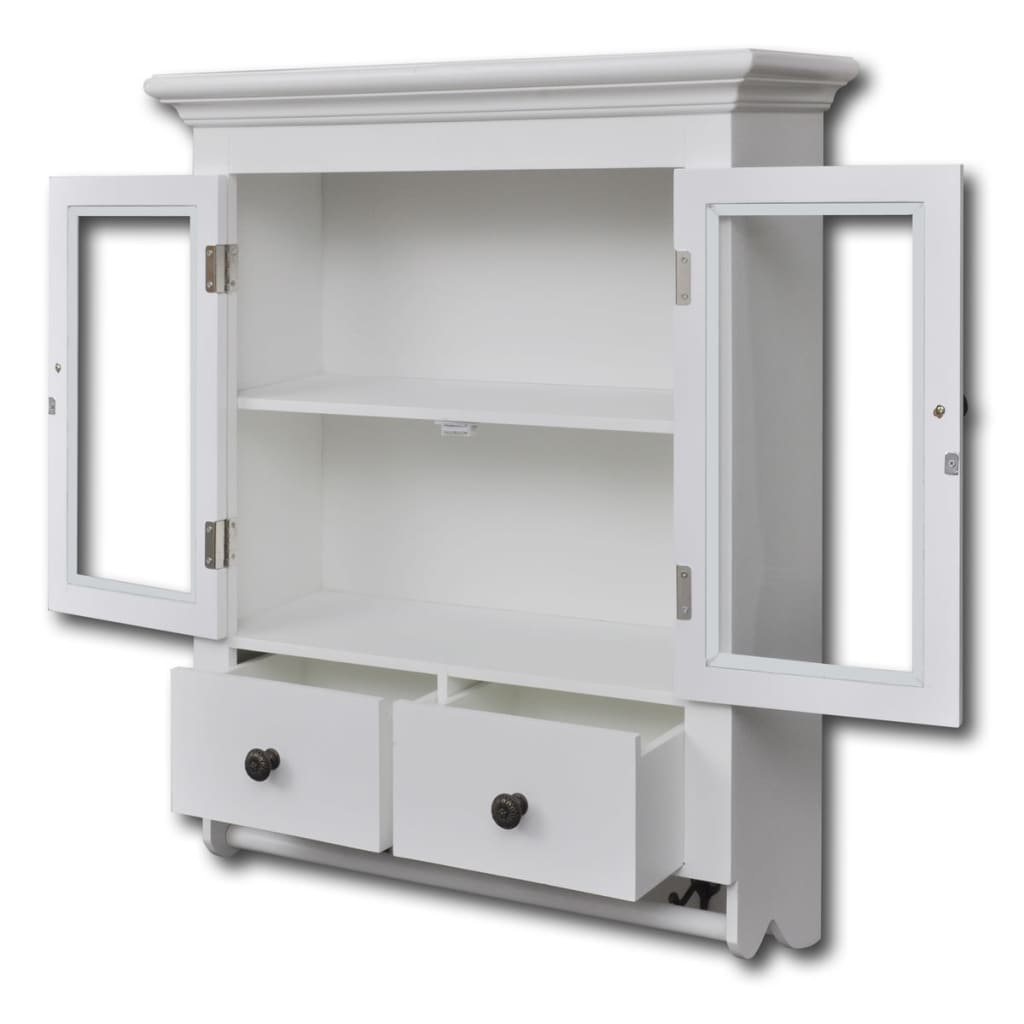 vidaXL Armario de cocina de pared de madera y puerta de vidrio blanco