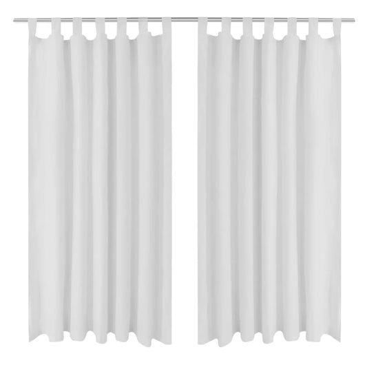 2 cortinas blancas micro-satinadas con trabillas, 140 x 175 cm