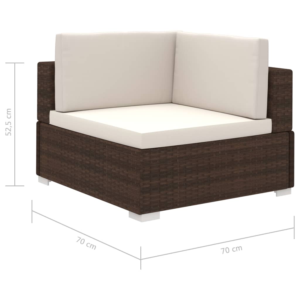 vidaXL Set muebles de jardín 8 piezas y cojines ratán sintético marrón