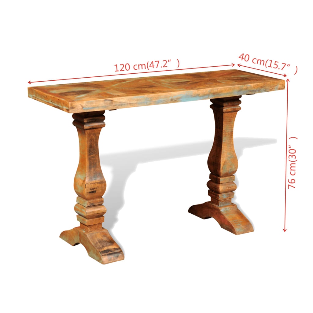 vidaXL Mesa consola de madera maciza reciclada