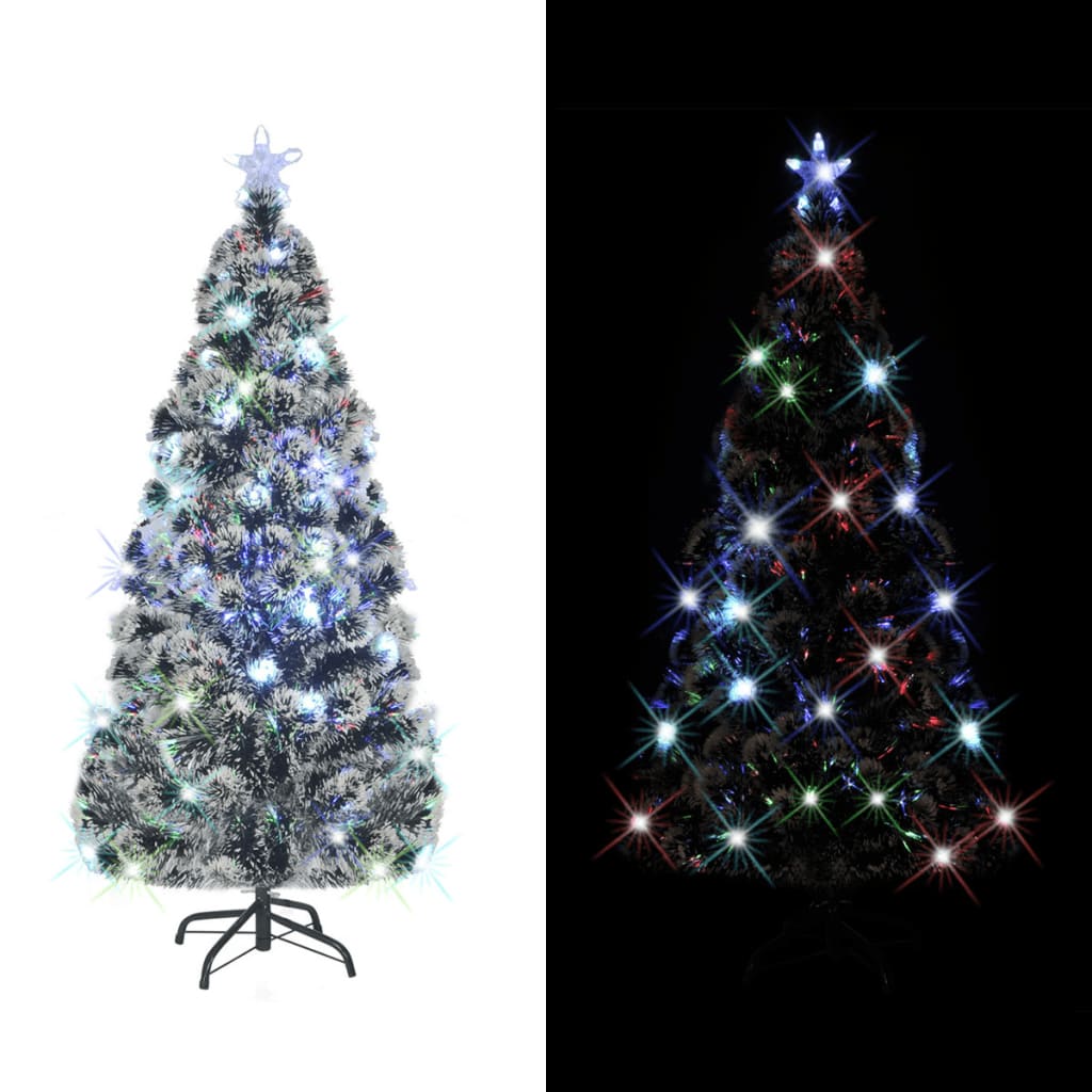 vidaXL Árbol de Navidad artificial con soporte/LED fibra óptica 150 cm