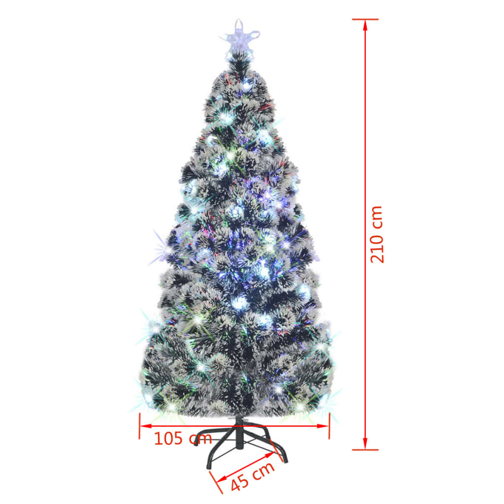 vidaXL Árbol de Navidad artificial con soporte/LED fibra óptica 210 cm