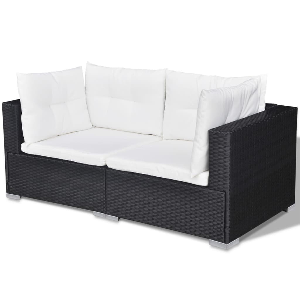 vidaXL Set muebles de jardín 10 piezas y cojines ratán sintético negro