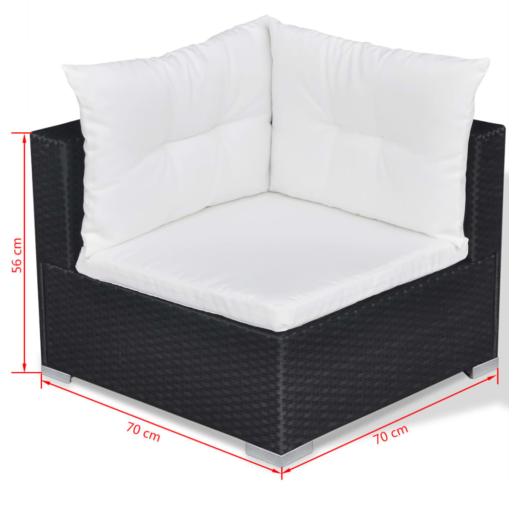 vidaXL Set muebles de jardín 10 piezas y cojines ratán sintético negro