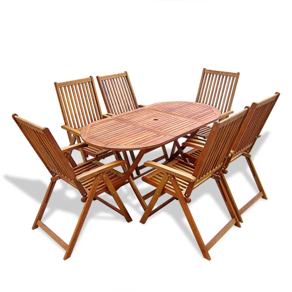 vidaXL Set de comedor de jardín 7 piezas madera maciza de acacia