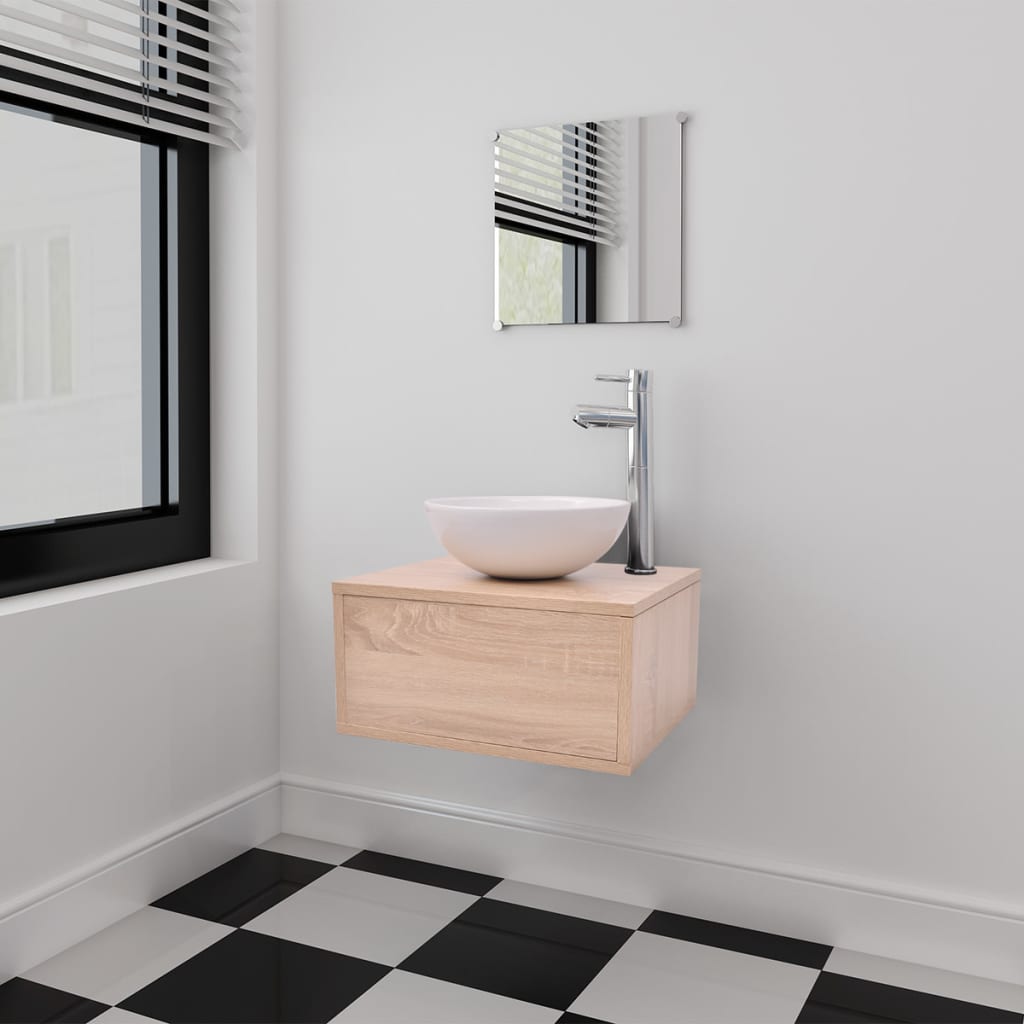 vidaXL Conjunto de mueble y lavabo 3 piezas beige