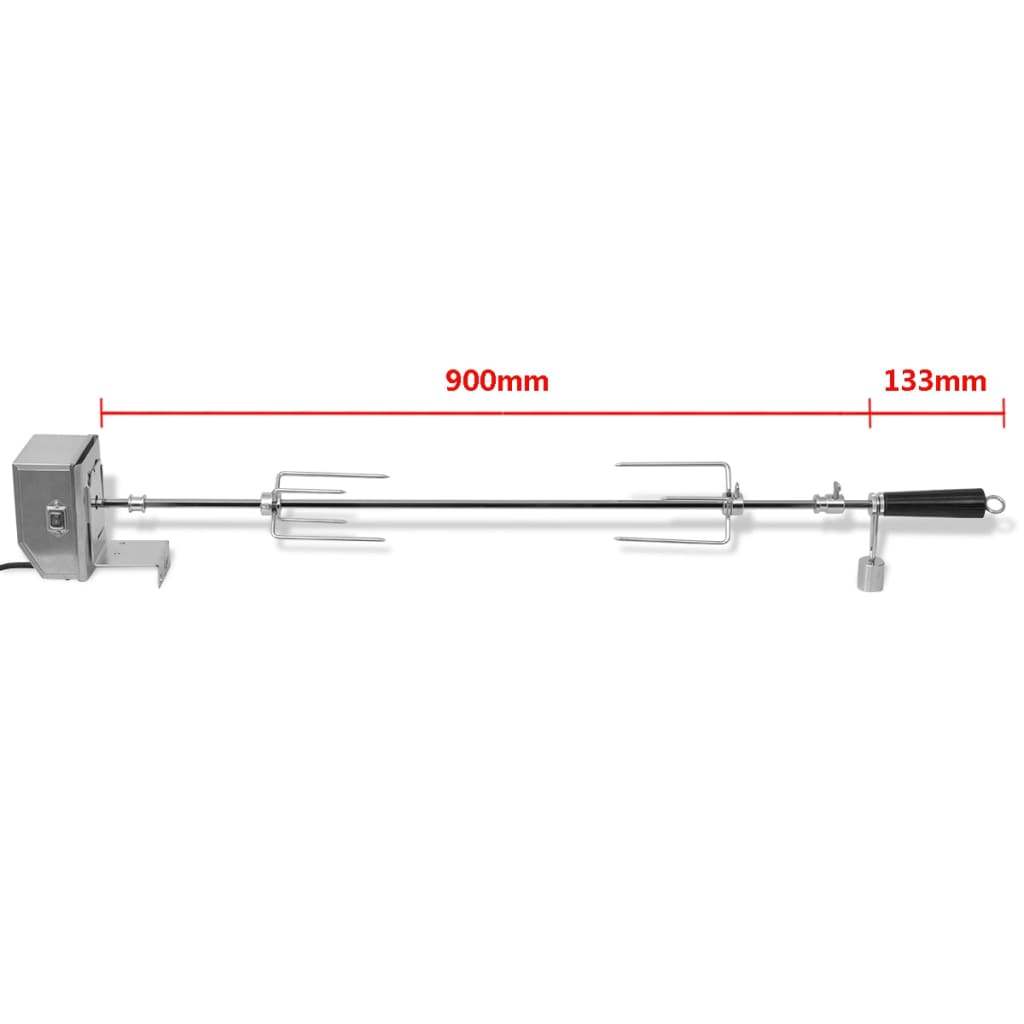 vidaXL Espetón para asados/barbacoa con motor profesional acero 900 mm