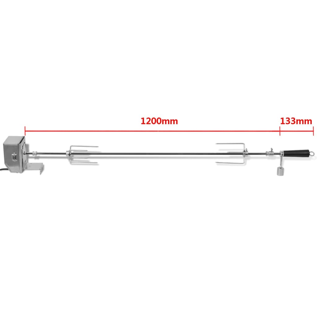 vidaXL Espetón para asados/barbacoa con motor profesional acero 1200 mm