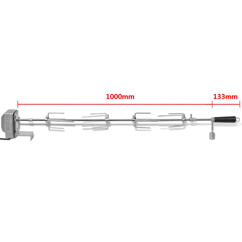 vidaXL Espetón para asados y barbacoa con motor acero 1000 mm