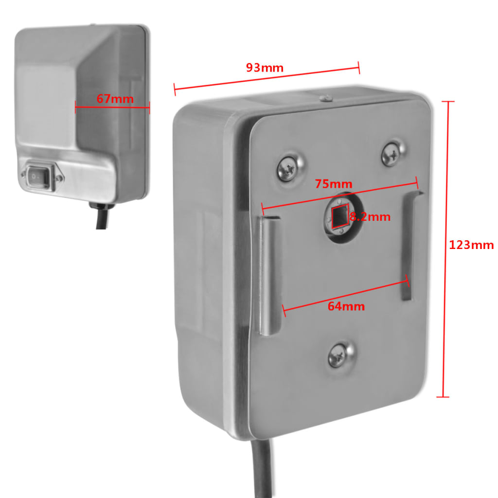 vidaXL Espetón para asados y barbacoa con motor acero 1000 mm