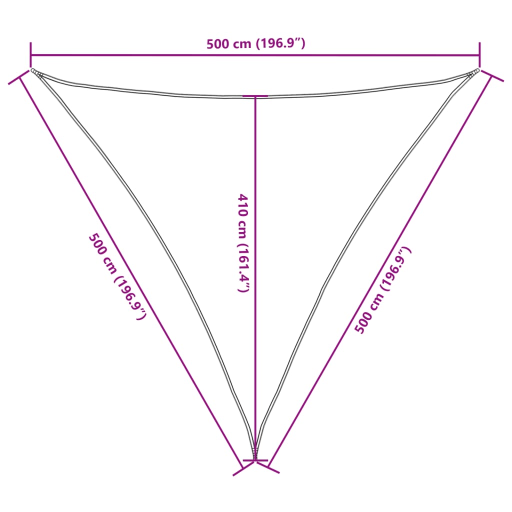 vidaXL Toldo de vela triangular tela Oxford color crema 5x5x5 m