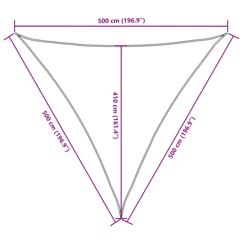 vidaXL Toldo de vela triangular tela Oxford terracota 5x5x5 m