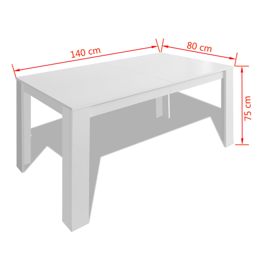 vidaXL Mesa de comedor blanca 140x80x75 cm