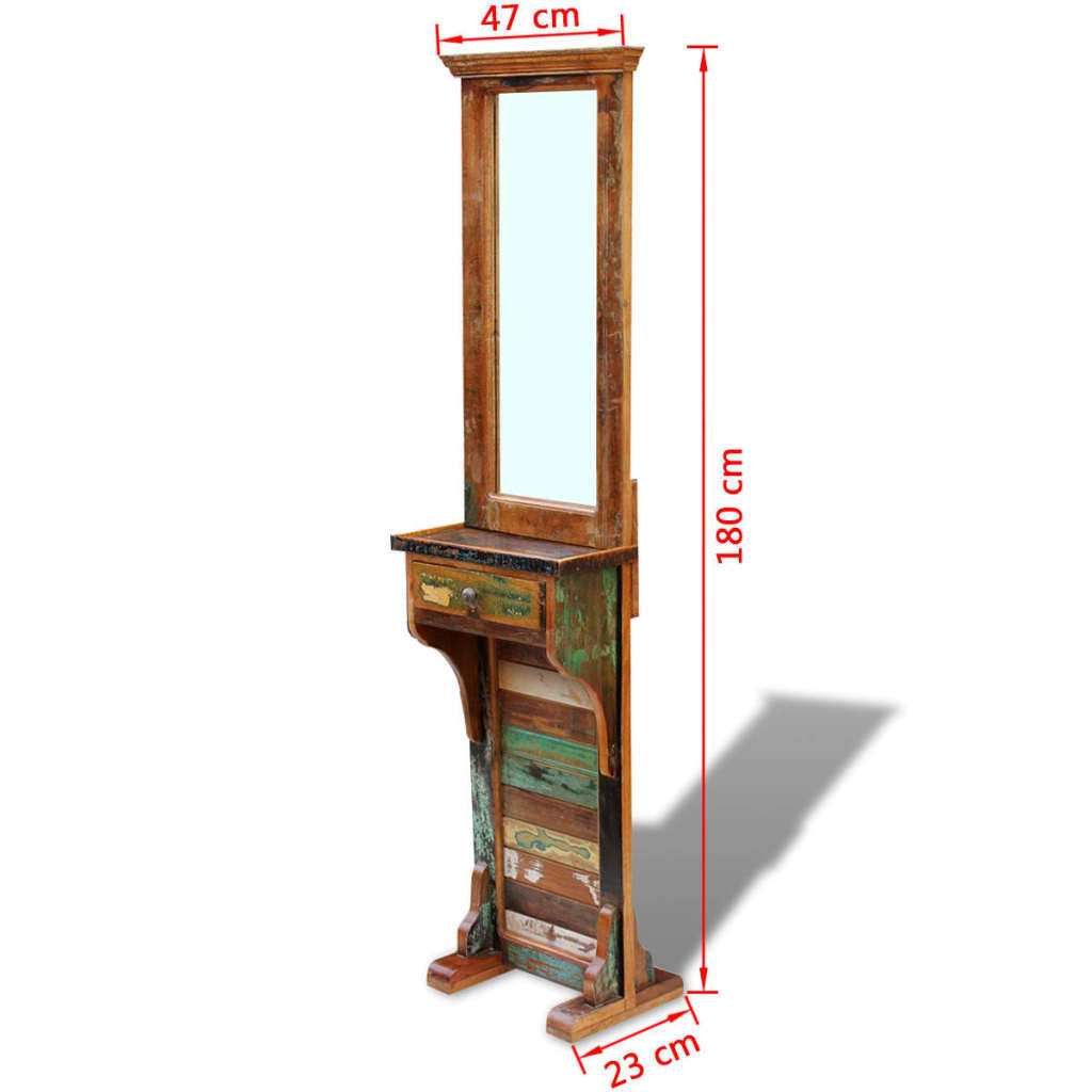 vidaXL Espejo de recibidor de madera maciza reciclada 47x23x180 cm