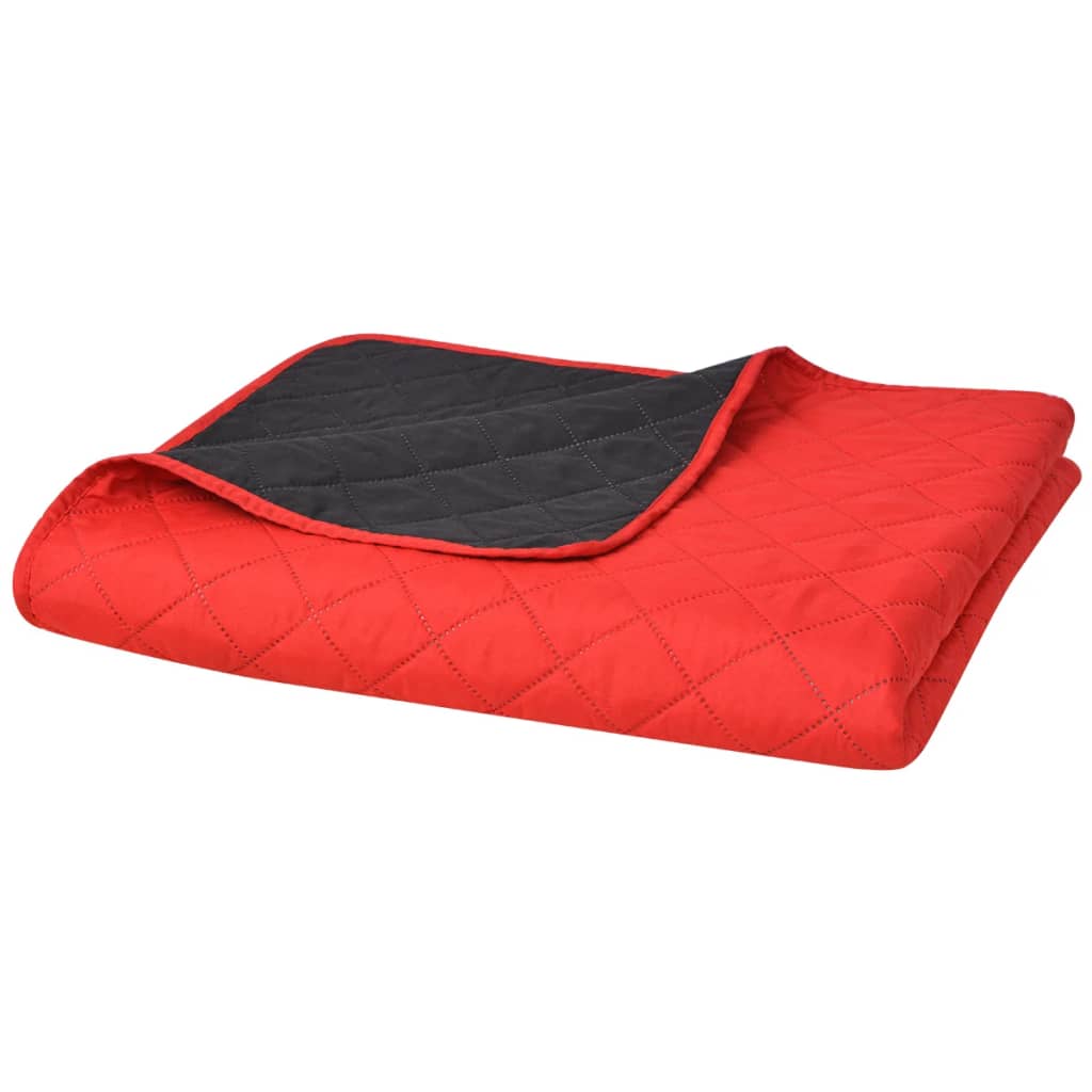 vidaXL Cubrecama acolchado doble cara 170x210 cm rojo y negro