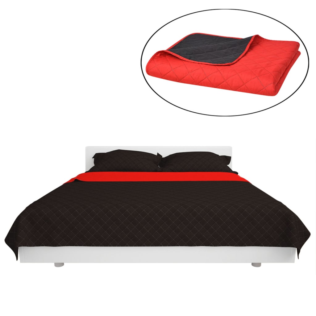 vidaXL Cubrecama acolchado doble cara 170x210 cm rojo y negro