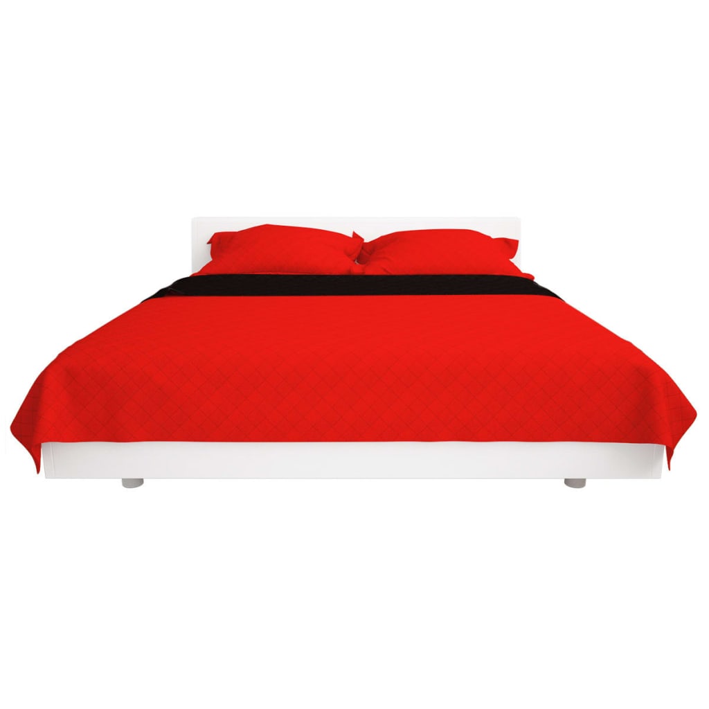 vidaXL Cubrecama acolchado doble cara 220x240 cm rojo y negro