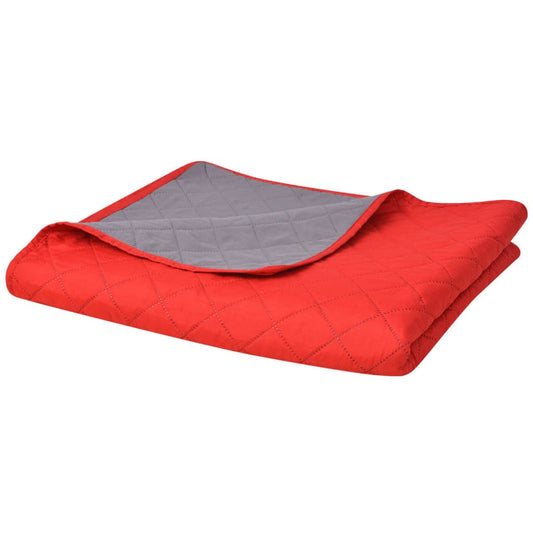 vidaXL Cubrecama acolchado doble cara 170x210 cm rojo y gris