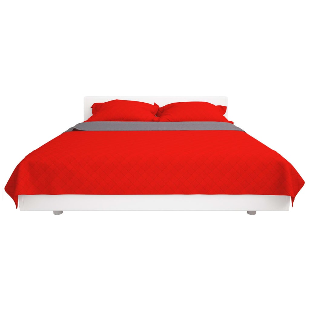 vidaXL Cubrecama acolchado doble cara 170x210 cm rojo y gris