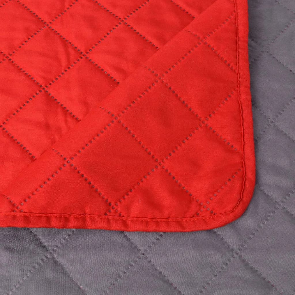 vidaXL Cubrecama acolchado doble cara 170x210 cm rojo y gris