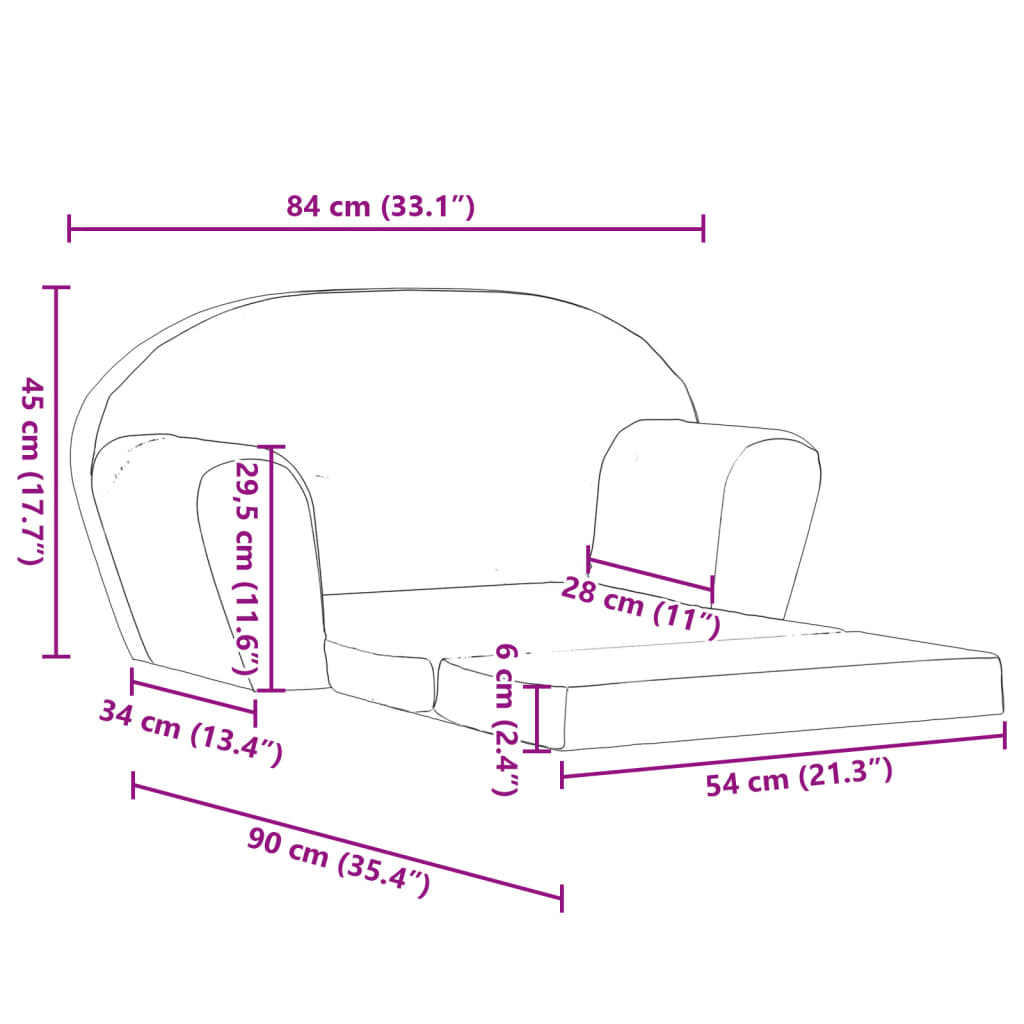 vidaXL Sillón desplegable para niños gris claro