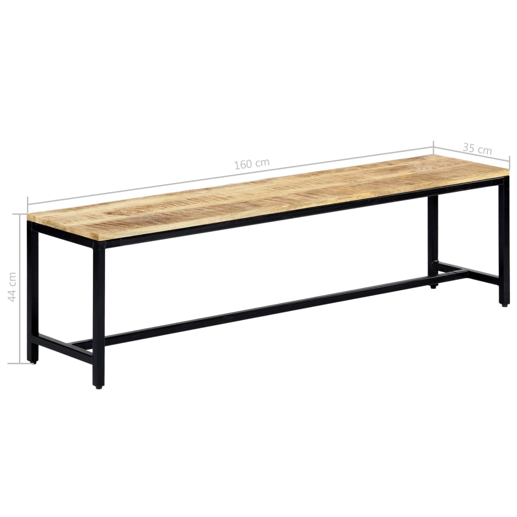 vidaXL Banco de comedor madera maciza de mango en bruto 160 cm