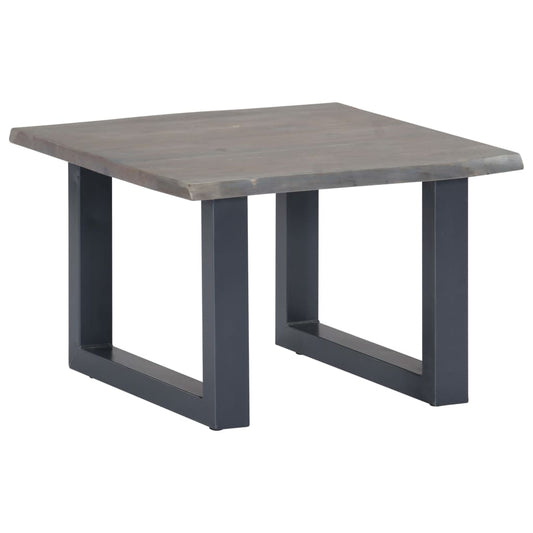 vidaXL Mesa de centro con borde natural acacia maciza gris 60x60x40 cm