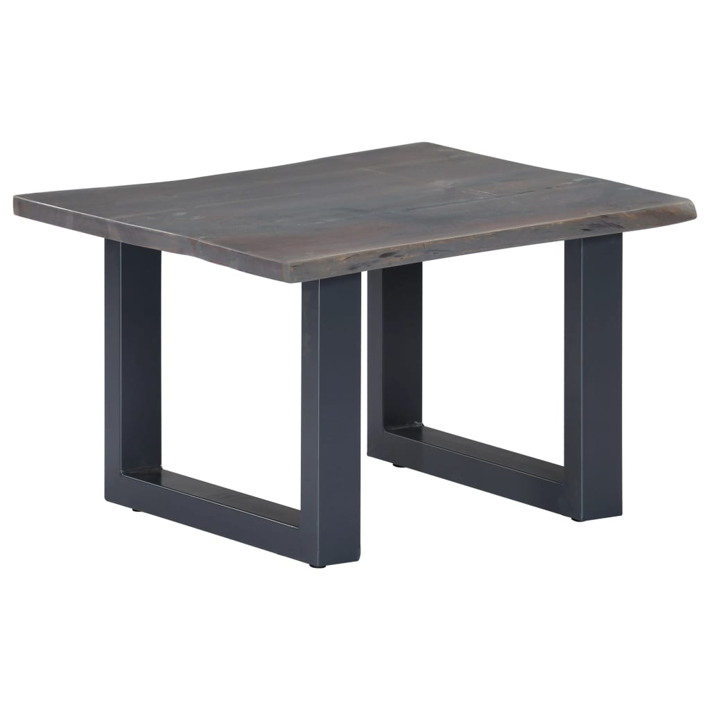 vidaXL Mesa de centro con borde natural acacia maciza gris 60x60x40 cm