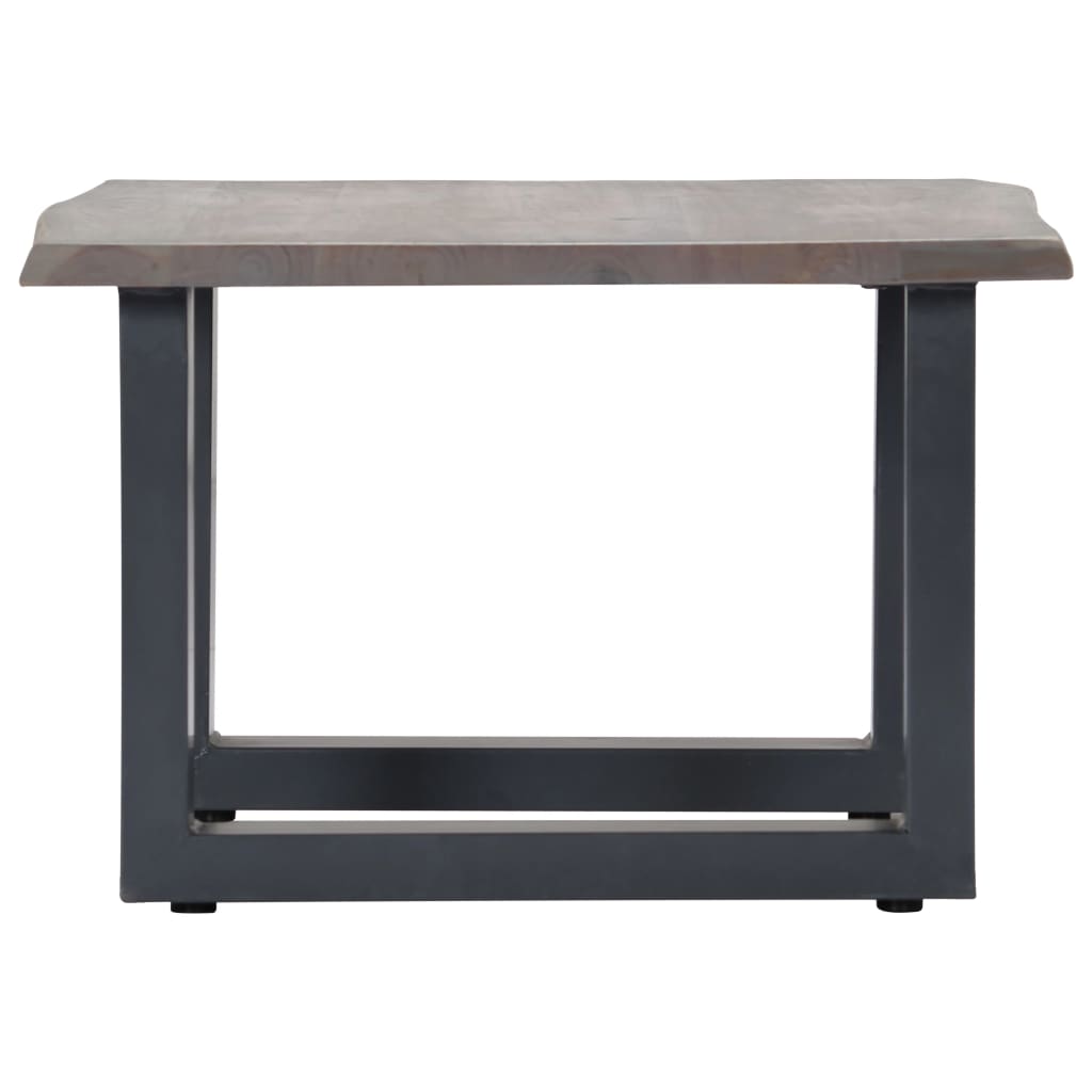 vidaXL Mesa de centro con borde natural acacia maciza gris 60x60x40 cm