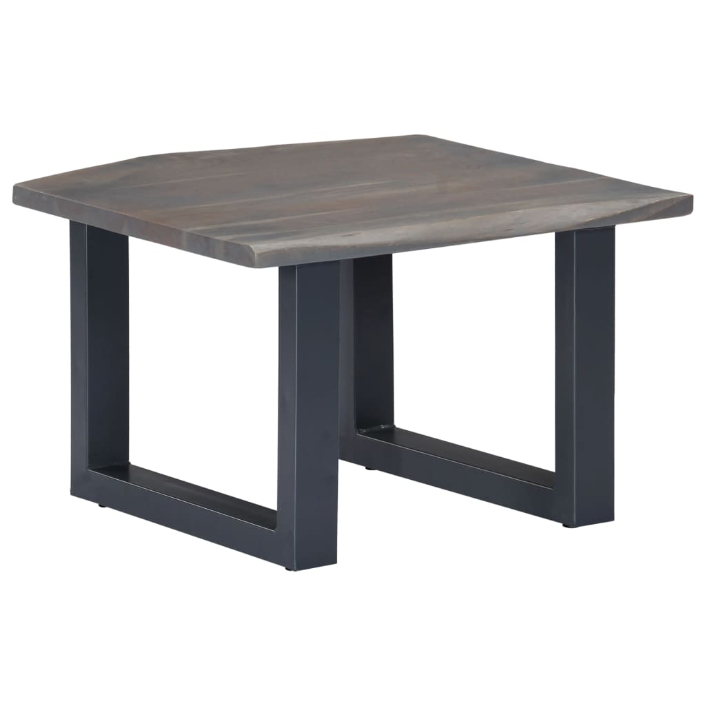 vidaXL Mesa de centro con borde natural acacia maciza gris 60x60x40 cm