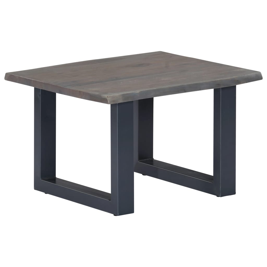 vidaXL Mesa de centro con borde natural acacia maciza gris 60x60x40 cm