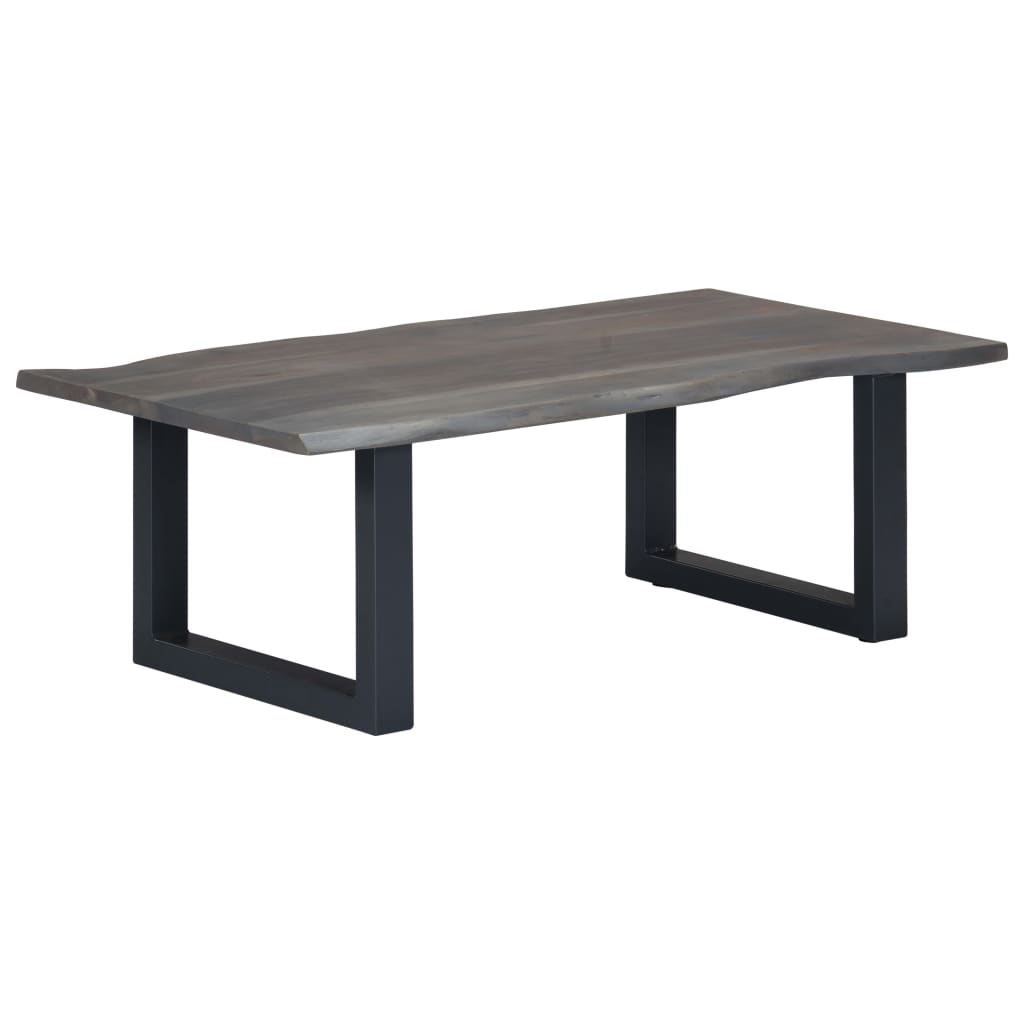 vidaXL Mesa de centro borde natural acacia maciza gris 115x60x40 cm