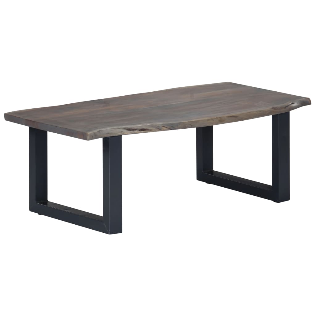 vidaXL Mesa de centro borde natural acacia maciza gris 115x60x40 cm