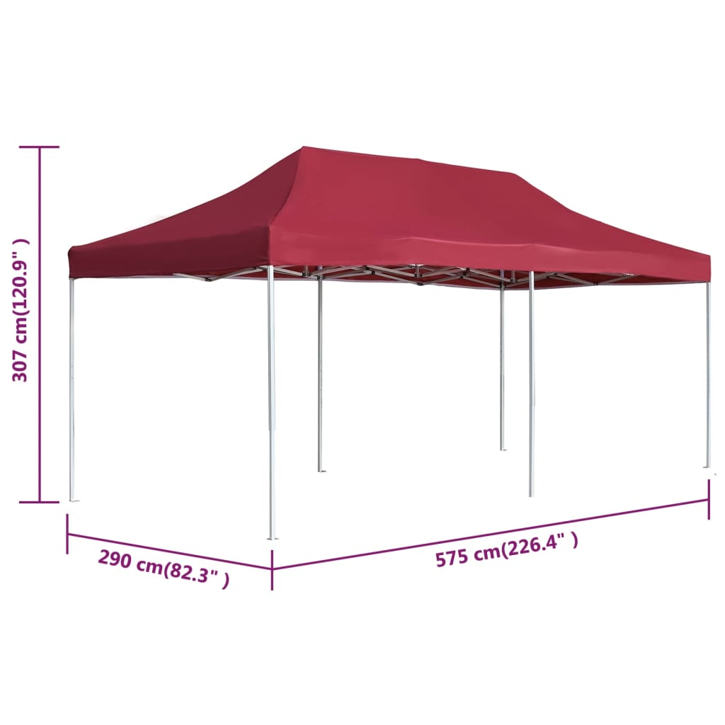 vidaXL Carpa plegable profesional de aluminio rojo vino tinto 6x3m