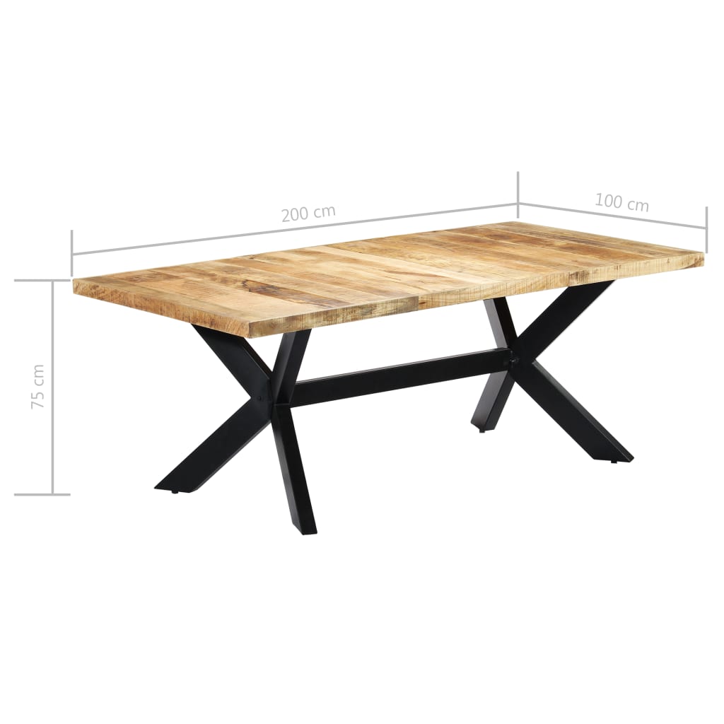 vidaXL Mesa de comedor de madera maciza de mango 200x100x75 cm