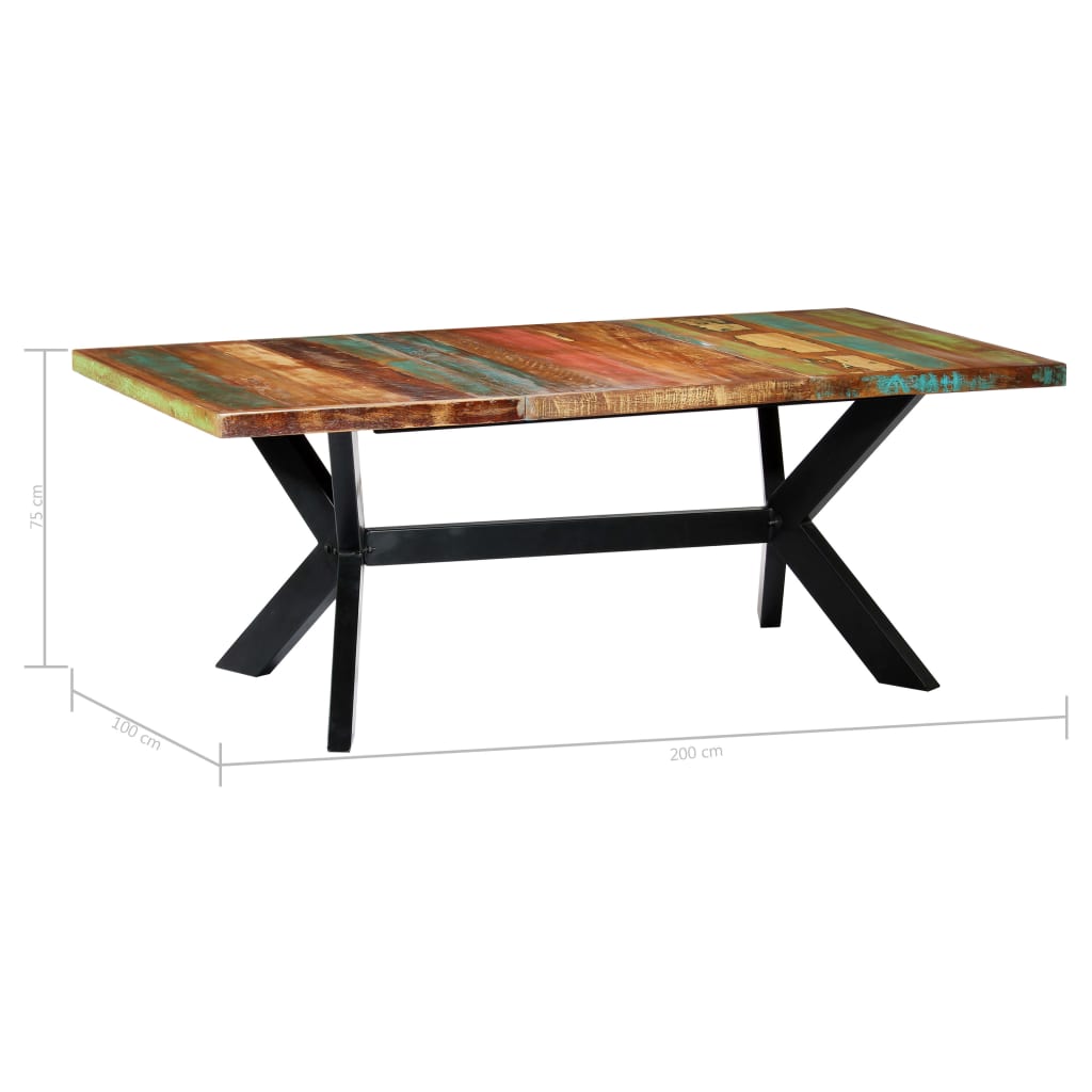 vidaXL Mesa de comedor madera maciza reciclada 200x100x75 cm