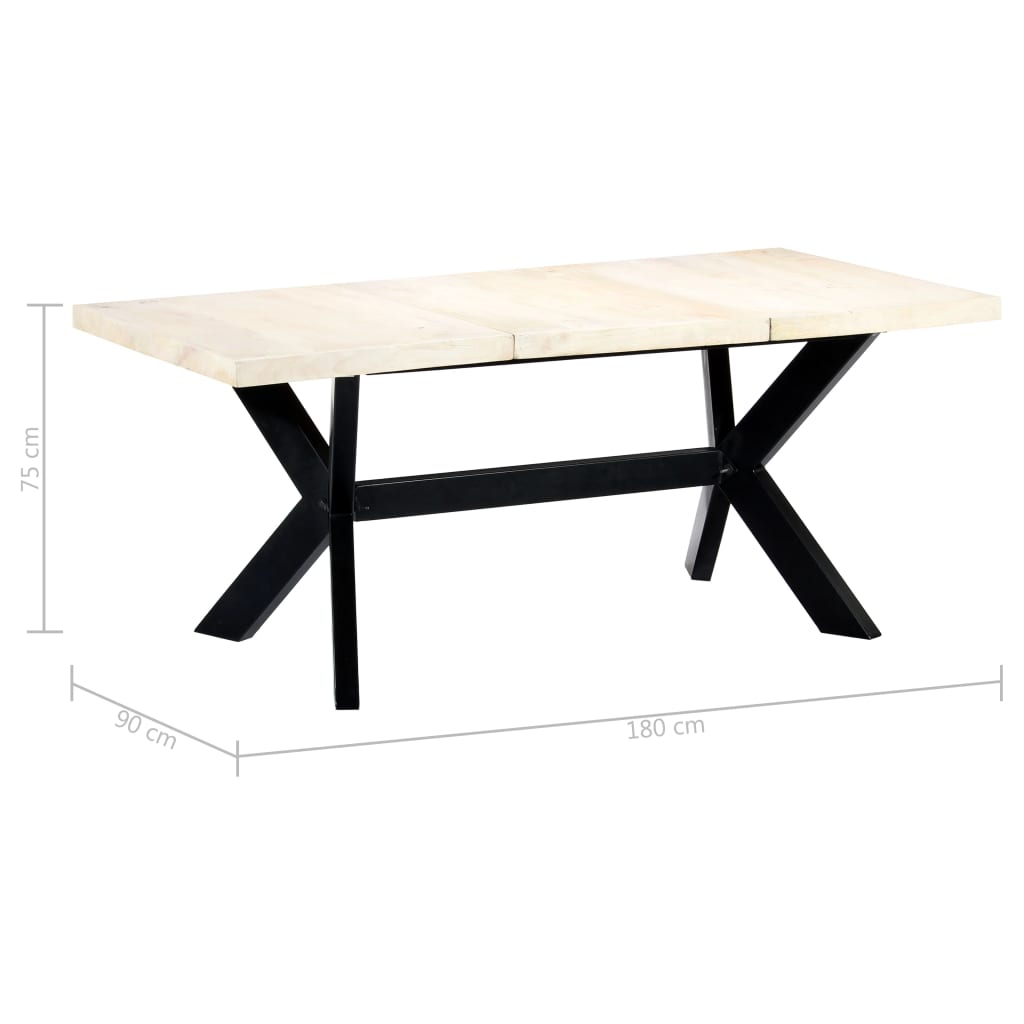 vidaXL Mesa de comedor blanca 180x90x75 cm madera maciza de mango