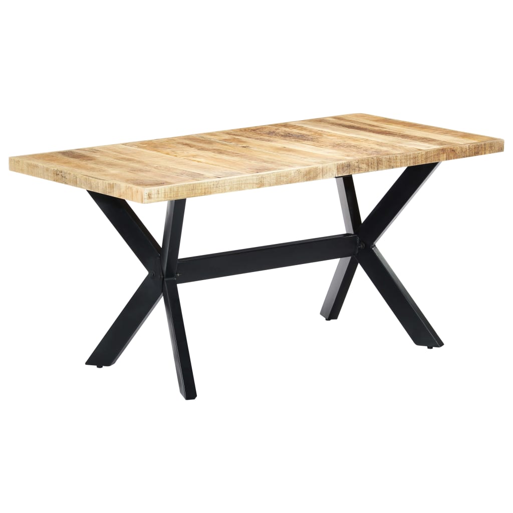 vidaXL Mesa de comedor madera maciza de mango rugosa 160x80x75 cm