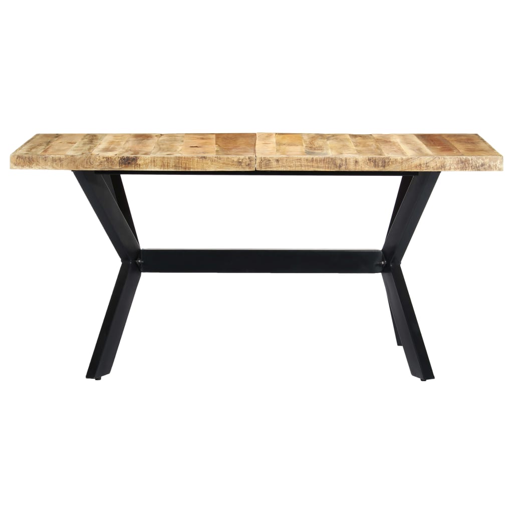 vidaXL Mesa de comedor madera maciza de mango rugosa 160x80x75 cm