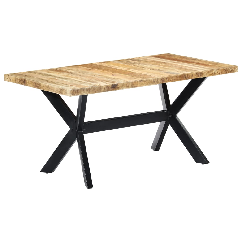 vidaXL Mesa de comedor madera maciza de mango rugosa 160x80x75 cm