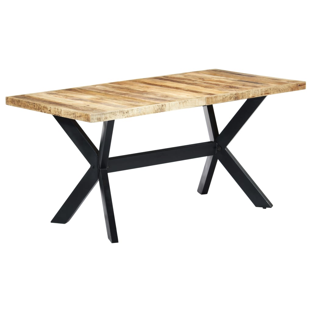 vidaXL Mesa de comedor madera maciza de mango rugosa 160x80x75 cm