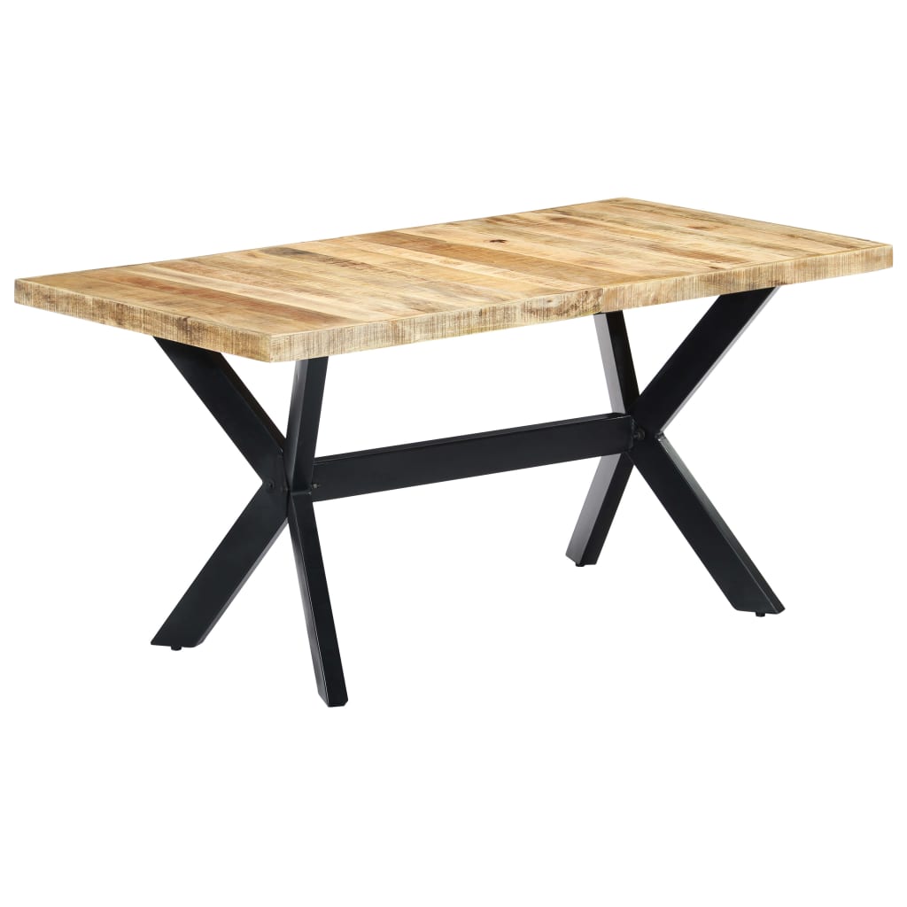 vidaXL Mesa de comedor madera maciza de mango rugosa 160x80x75 cm