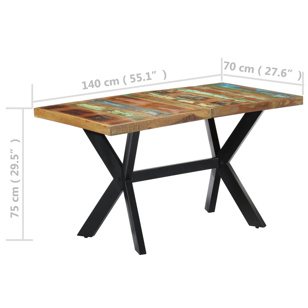 vidaXL Mesa de comedor de madera maciza reciclada 140x70x75 cm