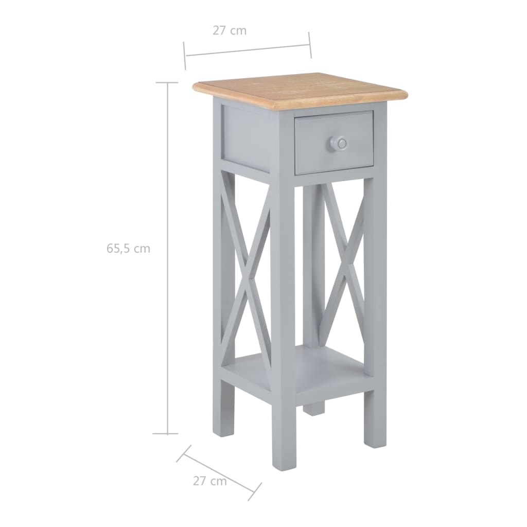 vidaXL Mesa auxiliar de madera gris 27x27x65,5 cm